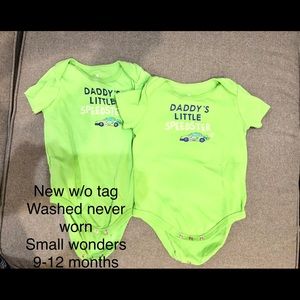 9-12 months onesie green twin boys